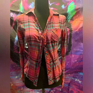 Button down plaid pink
